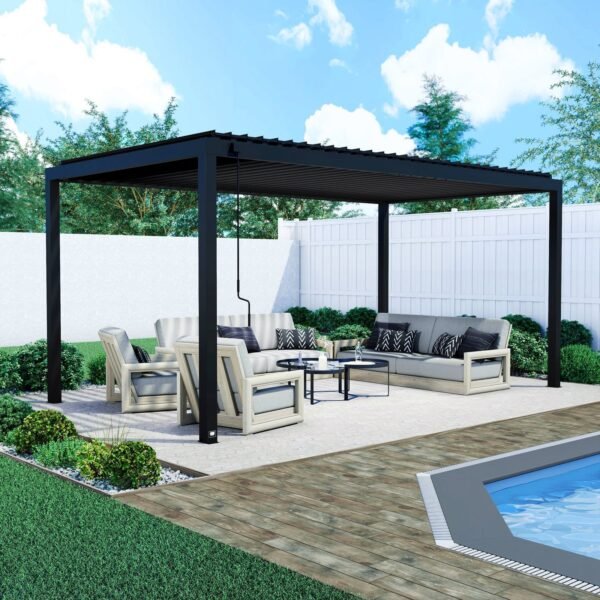 18x10 Sarasota Steel Louvered Pergola